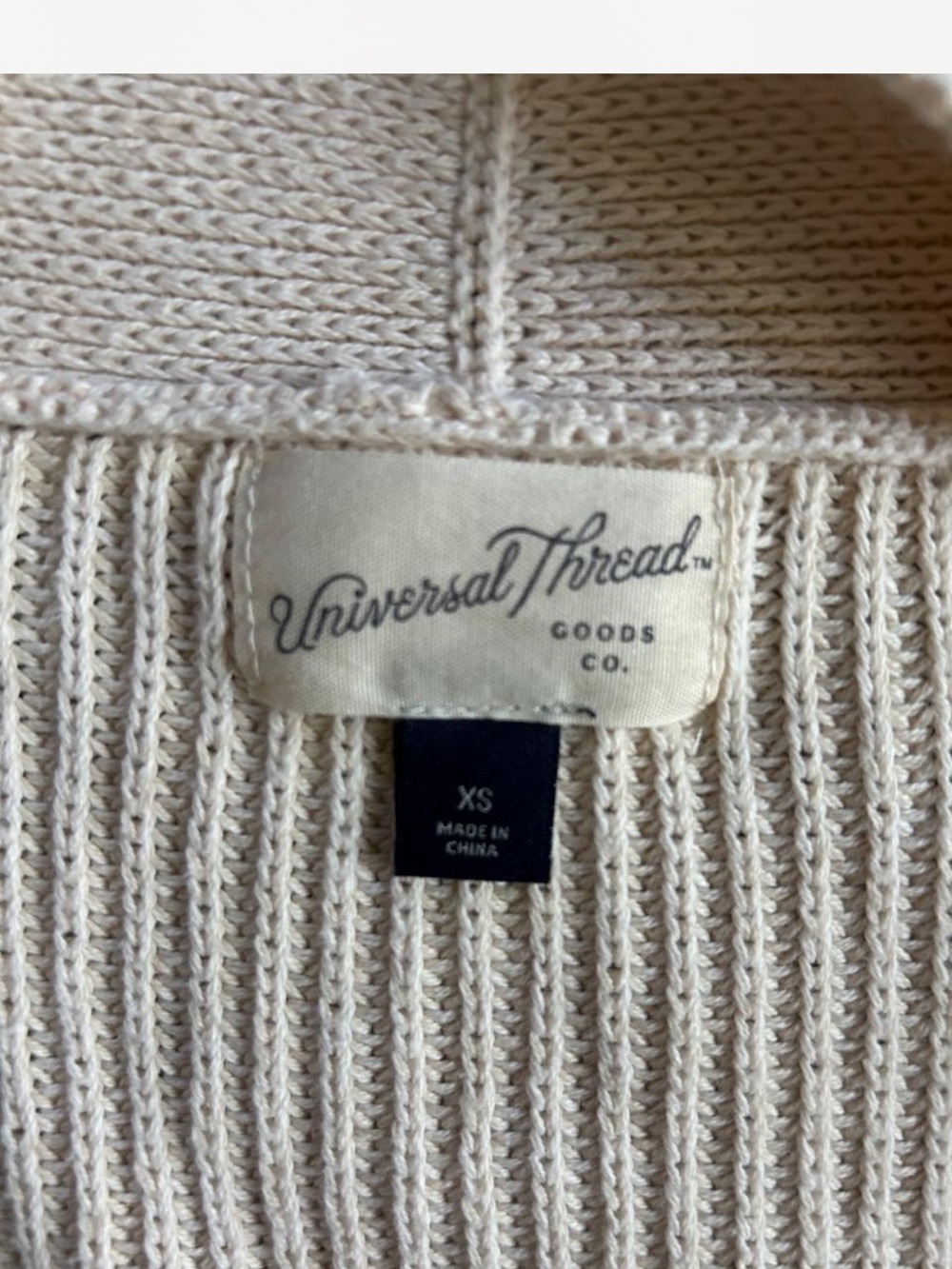 Universal Thread Cream Ribbed Open-Front Cardigan - Picture 2 of 4